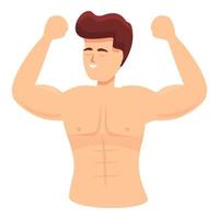 Bodybuilder narcissism icon, cartoon style vector