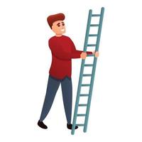 Man take ladder icon, cartoon style vector