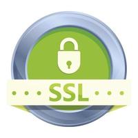 Encryption ssl certificate icon, cartoon style vector