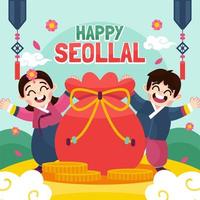 Happy Seollal Greeting Korean New Year vector