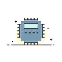 Processor Hardware Computer PC Technology Flat Color Icon Vector