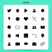 sólido 25 conjunto de iconos de twitter diseño de estilo de glifo vectorial conjunto de iconos negros diseño de ideas de negocios web y móvil ilustración vectorial vector