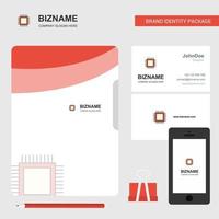 Processor Business Logo File Cover Visiting Card and Mobile App Design Vector Illustration