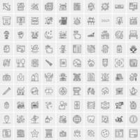 paquete de 100 iconos de líneas universales para móviles y web vector