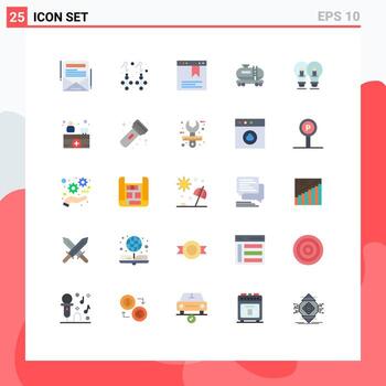 25 Thematic Vector Flat Colors and Editable Symbols of light solution page idea pollution Editable Vector Design Elements