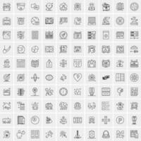 paquete de 100 iconos de líneas universales para móviles y web vector