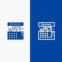 Analog Connection Device Module Sound Line and Glyph Solid icon Blue banner Line and Glyph Solid icon Blue banner vector