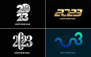 conjunto de diseño de logotipo 2023 feliz año nuevo. Plantilla de diseño de número 2023. decoración navideña 2023 símbolos de feliz año nuevo. diseño moderno de navidad para banner. red social. portada y calendario vector