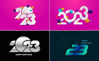 gran conjunto 2023 feliz año nuevo diseño de texto de logotipo negro. Plantilla de diseño de 20 23 números. colección de símbolos de 2023 feliz año nuevo vector