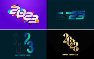 conjunto de diseño de logotipo 2023 feliz año nuevo. Plantilla de diseño de número 2023. decoración navideña 2023 símbolos de feliz año nuevo. diseño moderno de navidad para banner. red social. portada y calendario vector