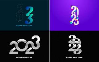 gran conjunto 2023 feliz año nuevo diseño de texto de logotipo negro. Plantilla de diseño de 20 23 números. colección de símbolos de 2023 feliz año nuevo vector