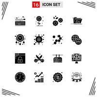 16 Icons Solid Style Grid Based Creative Glyph Symbols for Website Design Simple Solid Icon Signs Isolated on White Background 16 Icon Set Creative Black Icon vector background