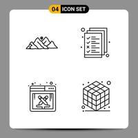 4 Black Icon Pack Outline Symbols Signs for Responsive designs on white background 4 Icons Set Creative Black Icon vector background