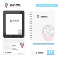 Location Business Logo Tab App Diary PVC Employee Card and USB Brand Stationary Package Design Vector Template