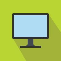 Blank computer monitor icon, flat style vector