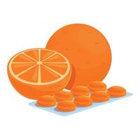 Orange cough drops icon, cartoon style vector