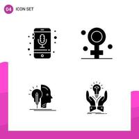 Glyph Icon set Pack of 4 Solid Icons isolated on White Background for responsive Website Design Print and Mobile Applications Creative Black Icon vector background