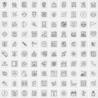 paquete de 100 iconos de líneas universales para móviles y web vector