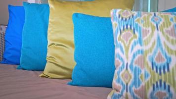 beautiful and comfortable pillows decoration on sofa video