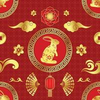 Chinese New Year Deep Red Seamless Pattern vector