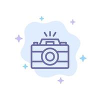 Camera Image Photo Picture Blue Icon on Abstract Cloud Background vector