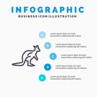icono de línea de viaje de canguro indígena australiano de Australia animal con fondo de infografía de presentación de 5 pasos vector