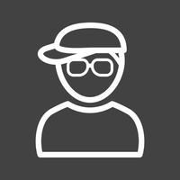 Nerdy Boy in Hat Line Inverted Icon vector