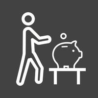 Man Saving Money Line Inverted Icon vector