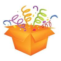 Birthday gift box icon, cartoon style vector