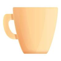 White ceramic coffee mug icon, cartoon style vector