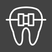 Tooth with Braces Line Inverted Icon vector