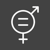 icono de línea de igualdad de género invertida vector
