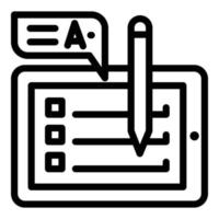 Tablet checklist icon, outline style vector