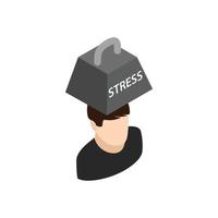 Man with weight of stress icon, isometric 3d style vector