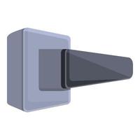 Steel door handle icon, cartoon style vector