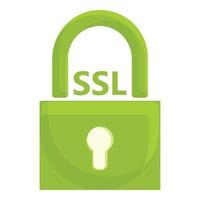 escanear el icono del certificado ssl, estilo de dibujos animados vector