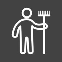 Man Holding Mop Line Inverted Icon vector