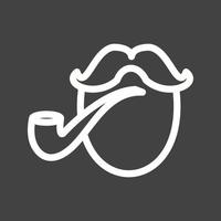 Pirate with Smoking Pipe Line Inverted Icon vector