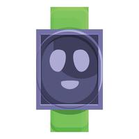 Smart watch smiling picture icon, cartoon style vector