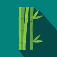 Green bamboo stems icon, flat style vector