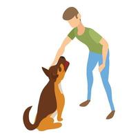 Cynologist dog stay icon, isometric style vector