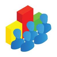 Business team with chart icon, isometric 3d style vector