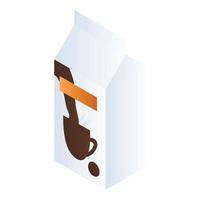 Milk for coffee package icon, isometric style vector