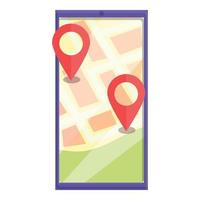 Gps itinerary icon, cartoon style vector