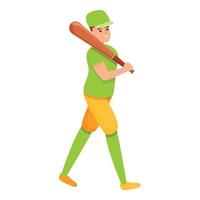 Baseball player walking icon, cartoon style vector