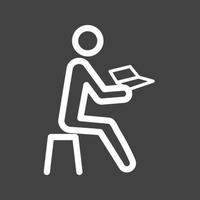 hombre leyendo libro de cuentos línea invertida icono vector