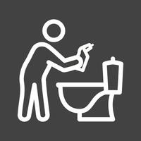 hombre limpiando la línea del baño icono invertido vector