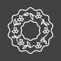 Roses Wreath Line Inverted Icon vector