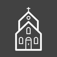 edificio de la iglesia i línea icono invertido vector