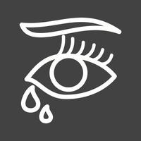 lágrimas en los ojos icono de línea invertida vector